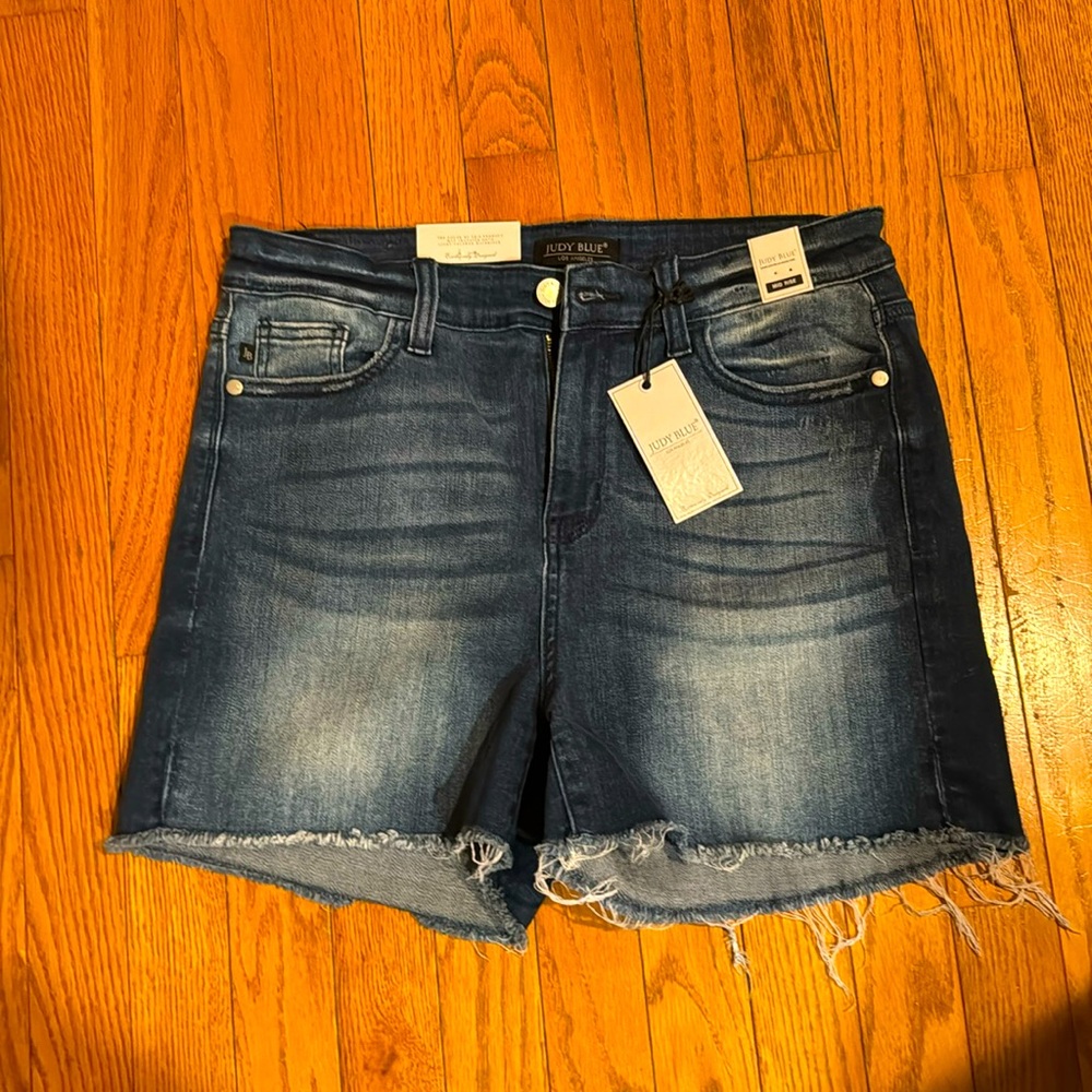 Judy Blue Dark Blue Distressed Denim Jean Shorts